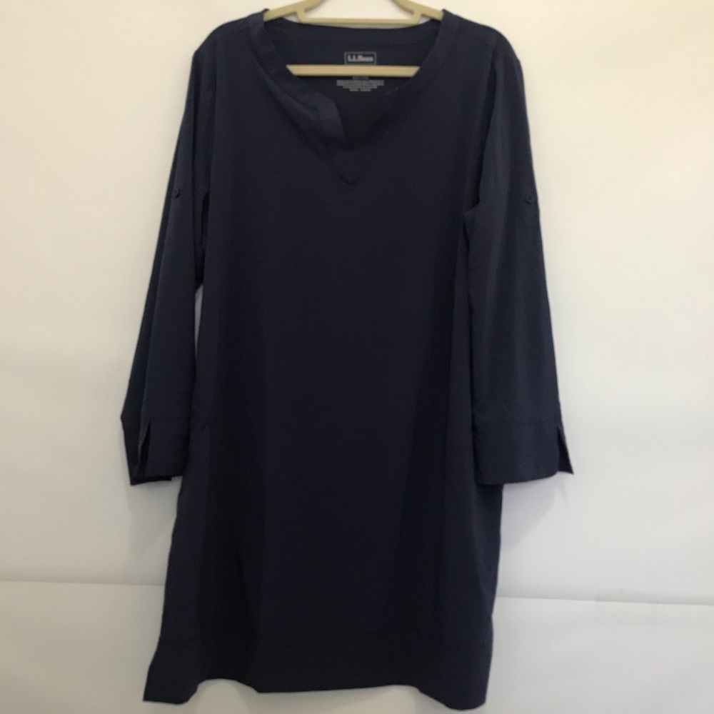 L.L. Bean Navy V-Neck Shift Dress Size XL